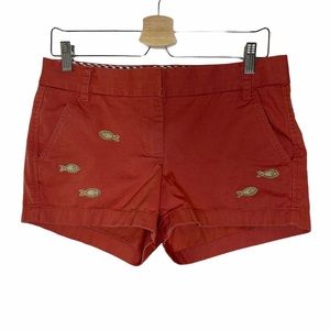 J Crew Coral Minnow Fish Jeweled Chino Short 4